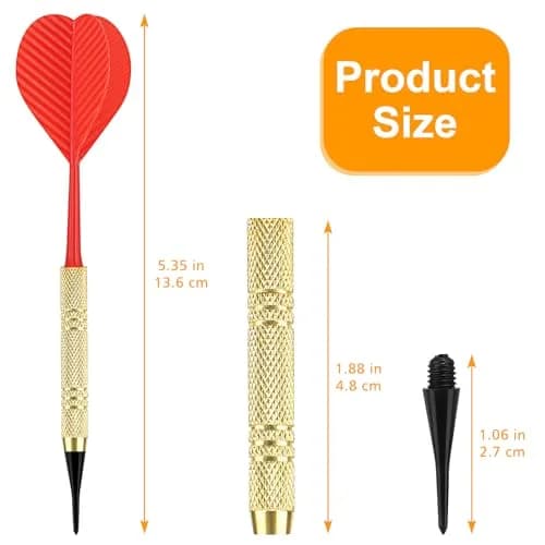 Accmor 20 Pack Soft Tip Darts Set with 100 Extra 2BA Tips | Gold Color, 13g Weight thumbnail 9