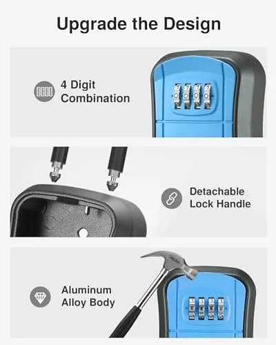 Puroma Blue Key Lock Box with 4-Digit Combination | 15.6 cm (6.14 in) Length thumbnail 5