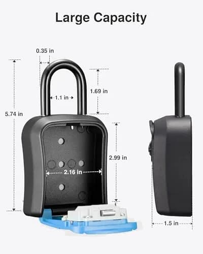 Puroma Blue Key Lock Box with 4-Digit Combination | 15.6 cm (6.14 in) Length thumbnail 7