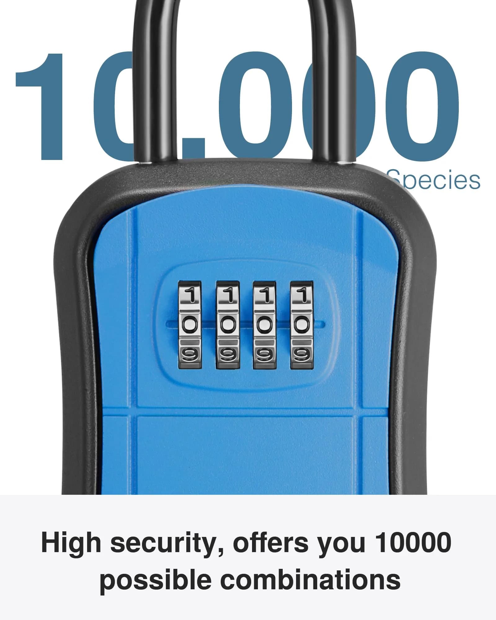 Puroma Blue Key Lock Box with 4-Digit Combination | 15.6 cm (6.14 in) Length - view 3
