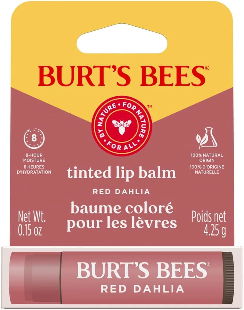 Burt's Bees Tinted Lip Balm Red Dahlia 0.15oz | Natural, Hydrating, Semi-Glossy Finish