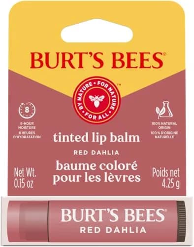 Burt's Bees Tinted Lip Balm Red Dahlia 0.15oz | Natural, Hydrating, Semi-Glossy Finish thumbnail 1