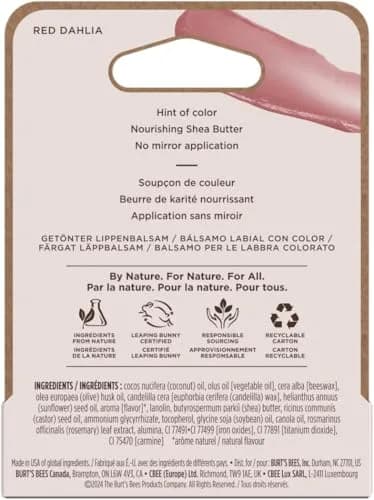 Burt's Bees Tinted Lip Balm Red Dahlia 0.15oz | Natural, Hydrating, Semi-Glossy Finish thumbnail 7