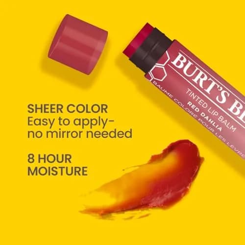 Burt's Bees Tinted Lip Balm Red Dahlia 0.15oz | Natural, Hydrating, Semi-Glossy Finish thumbnail 2