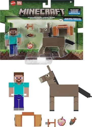Mattel Minecraft Action Figures & Accessories 2-Pack | 3.25-inch Scale, Collectible Toy Set for Kids 6+ thumbnail 1