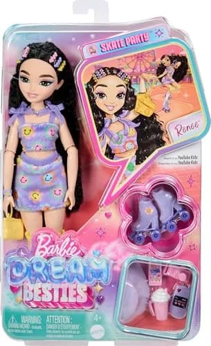 Barbie Dream Besties Skate Party Renee Doll & Accessories | 5-inch, Posable, Multicolor thumbnail 6