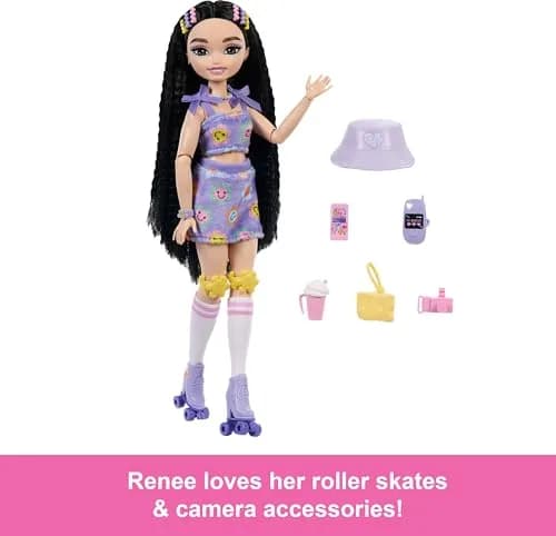 Barbie Dream Besties Skate Party Renee Doll & Accessories | 5-inch, Posable, Multicolor thumbnail 2
