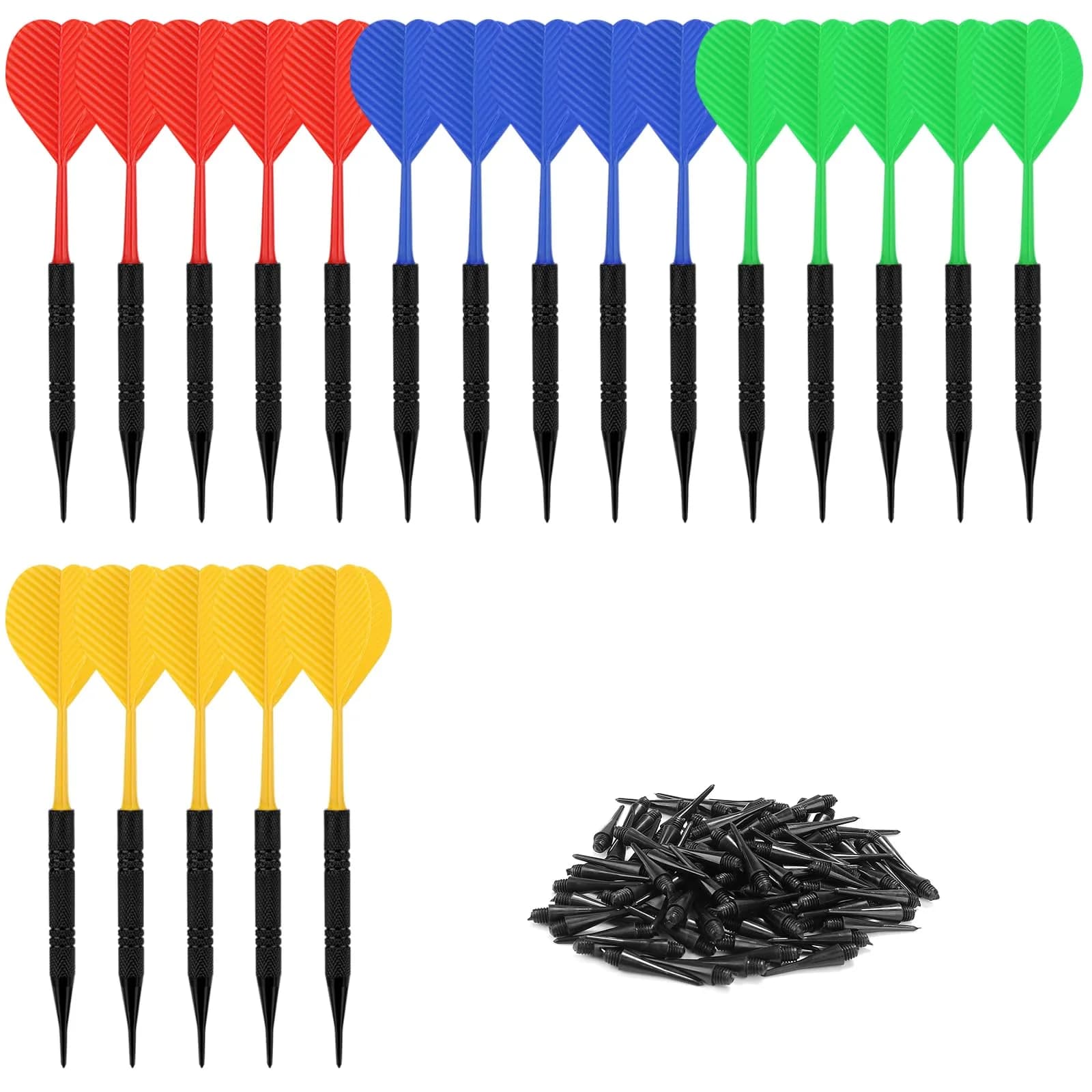 Accmor 20 Pack Black Soft Tip Darts with 100 Extra Tips | 14.8cm (5.8 inch) - main product image