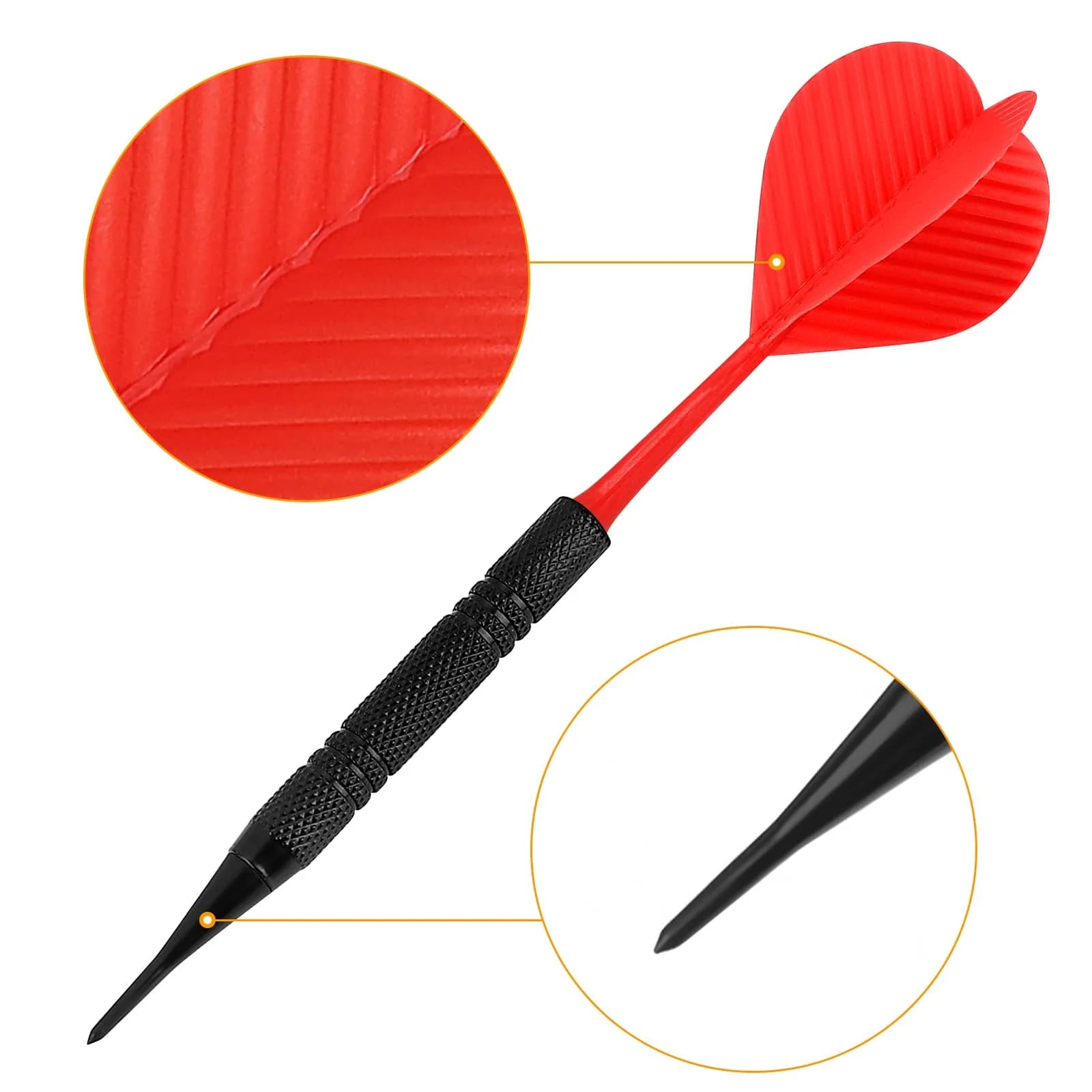 Accmor 20 Pack Black Soft Tip Darts with 100 Extra Tips | 14.8cm (5.8 inch) - view 3