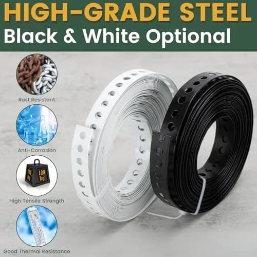 AxiSculpt Black Metal Strap with Holes 33 ft (9.9 m) | Heavy Duty Galvanized Steel Securing Band with 30 Screws thumbnail 6