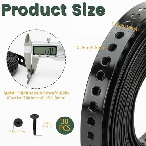 AxiSculpt Black Metal Strap with Holes 33 ft (9.9 m) | Heavy Duty Galvanized Steel Securing Band with 30 Screws thumbnail 2