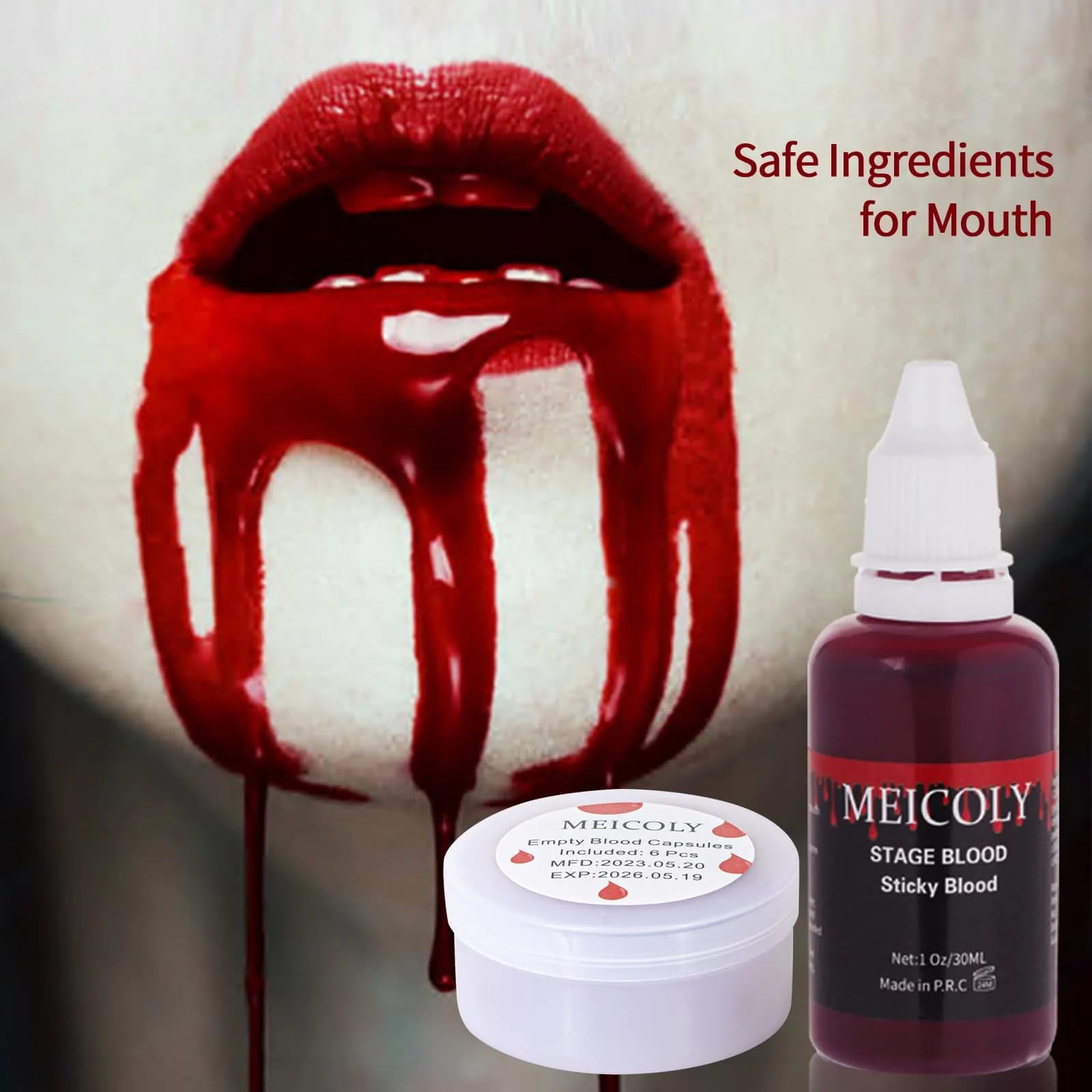MEICOLY 1 pc Edible Fake Blood with 12 Capsules - Realistic SFX Makeup - view 4
