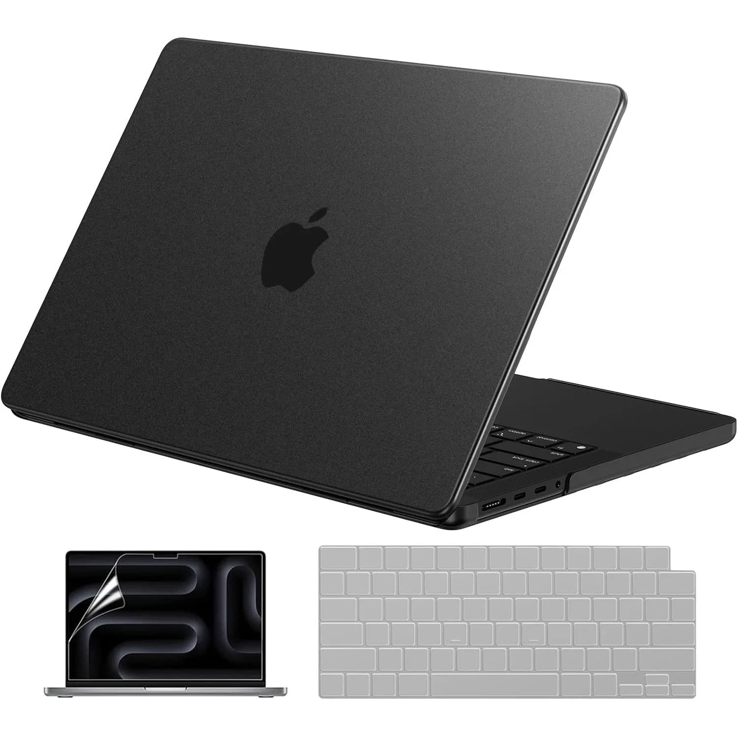 EooCoo Textured Matte Black Hard Case for MacBook Pro 14-inch (2021-2026 Models) | Scratch & Fingerprint Resistant