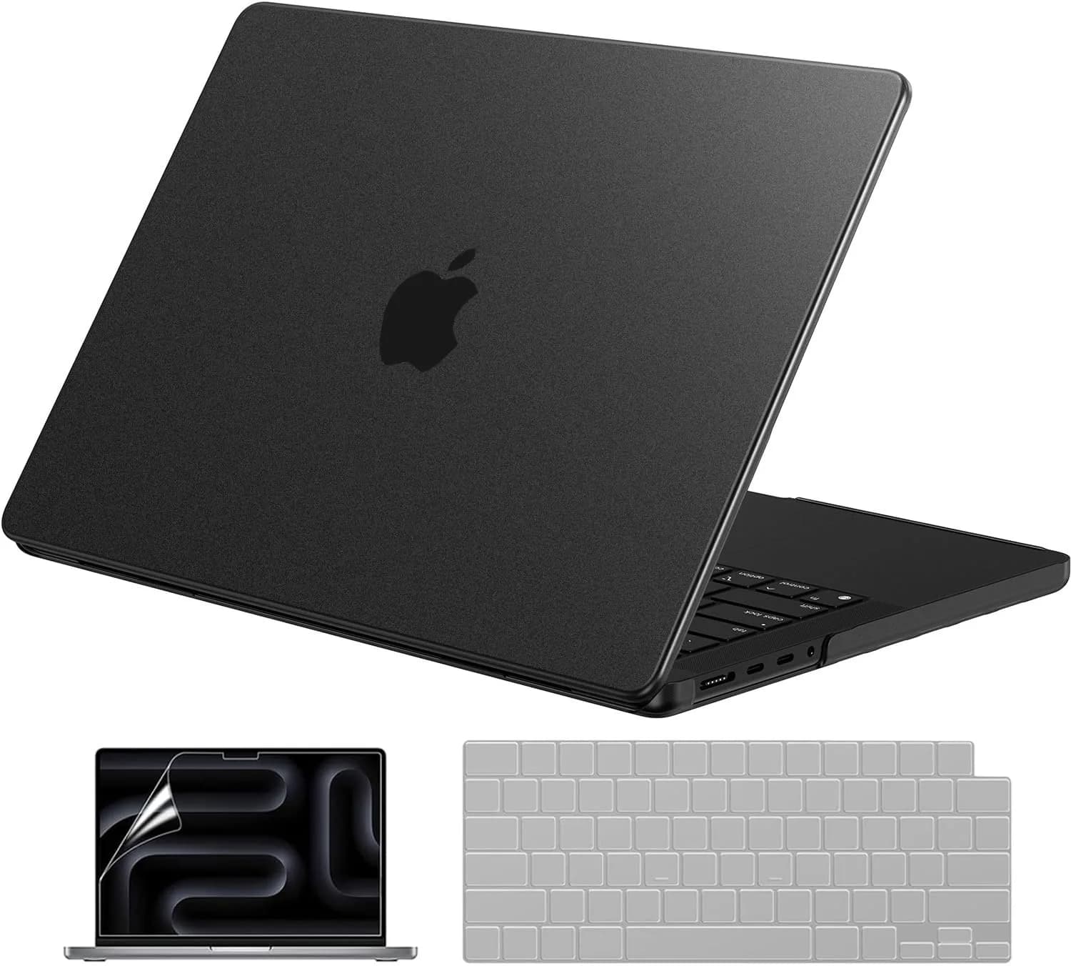 EooCoo Textured Matte Black Hard Case for MacBook Pro 14-inch (2021-2026 Models) | Scratch & Fingerprint Resistant - main product image