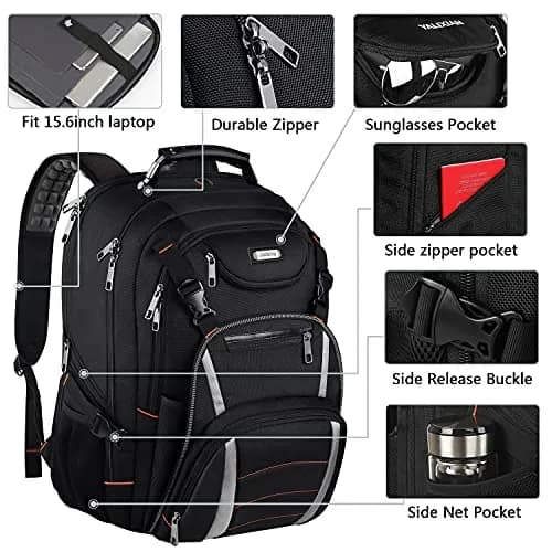 YALIXIAN Extra Large Travel Laptop Backpack for Men Women with USB Charging Port & RFID Anti-Theft, Fits 17 Inch Computer Notebook, Water Resistant, College Backpack (Blackgrey) thumbnail 6