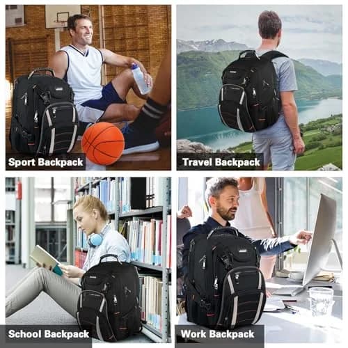 YALIXIAN Extra Large Travel Laptop Backpack for Men Women with USB Charging Port & RFID Anti-Theft, Fits 17 Inch Computer Notebook, Water Resistant, College Backpack (Blackgrey) thumbnail 7