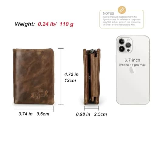 CONTACTS Crazy Horse Leather Bifold Wallet for Men | 12 cm (4.72 in) thumbnail 5