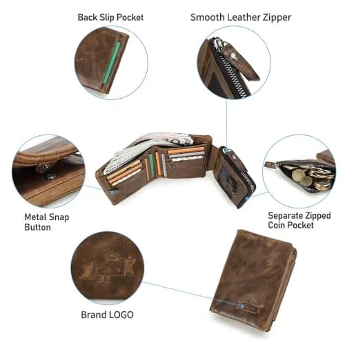 CONTACTS Crazy Horse Leather Bifold Wallet for Men | 12 cm (4.72 in) thumbnail 6