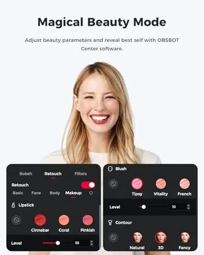 OBSBOT Meet 2-4K Webcam for PC with 1/2" Sensor, AI Framing & Autofocus | 4K Clarity, AI Features, Compact Design thumbnail 7