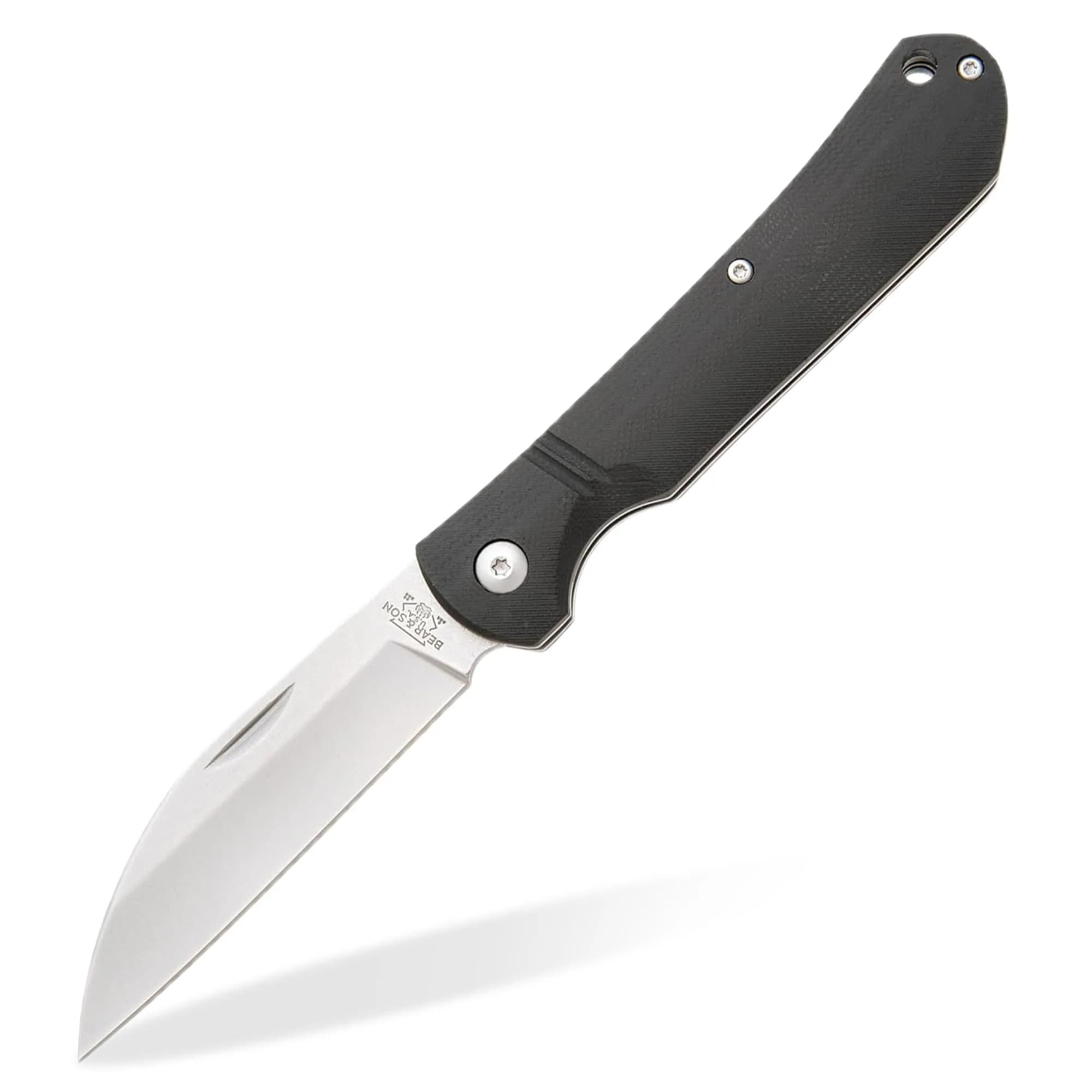 Bear & Son 484GB Wharncliffe Slip Joint Pocket Knife 3.25" D2 Steel Blade, Black G10 Handle, Made in USA — Black