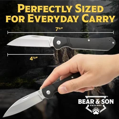 Bear & Son 484GB Wharncliffe Slip Joint Pocket Knife 3.25" D2 Steel Blade, Black G10 Handle, Made in USA thumbnail 5