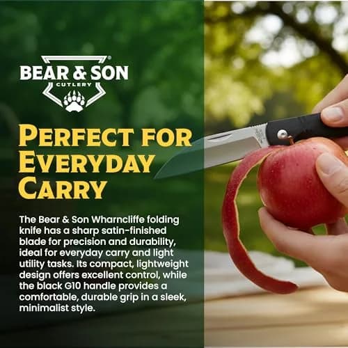 Bear & Son 484GB Wharncliffe Slip Joint Pocket Knife 3.25" D2 Steel Blade, Black G10 Handle, Made in USA thumbnail 6