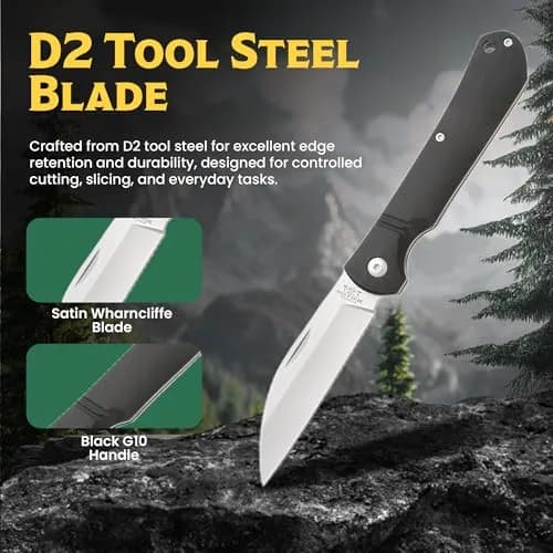 Bear & Son 484GB Wharncliffe Slip Joint Pocket Knife 3.25" D2 Steel Blade, Black G10 Handle, Made in USA thumbnail 2