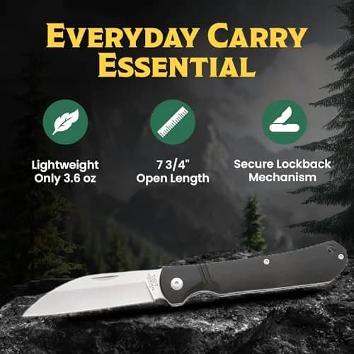 Bear & Son 484GB Wharncliffe Slip Joint Pocket Knife 3.25" D2 Steel Blade, Black G10 Handle, Made in USA thumbnail 3