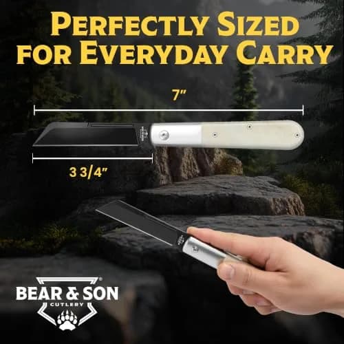 Bear & Son Modern White Smooth Bone Sheepfoot Barlow | 3 3/4" D2 Steel Blade, Lightweight & Slim Pocket Knife thumbnail 5