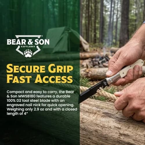 Bear & Son Modern White Smooth Bone Sheepfoot Barlow | 3 3/4" D2 Steel Blade, Lightweight & Slim Pocket Knife thumbnail 6