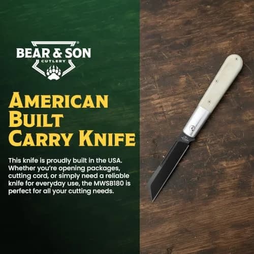 Bear & Son Modern White Smooth Bone Sheepfoot Barlow | 3 3/4" D2 Steel Blade, Lightweight & Slim Pocket Knife thumbnail 7