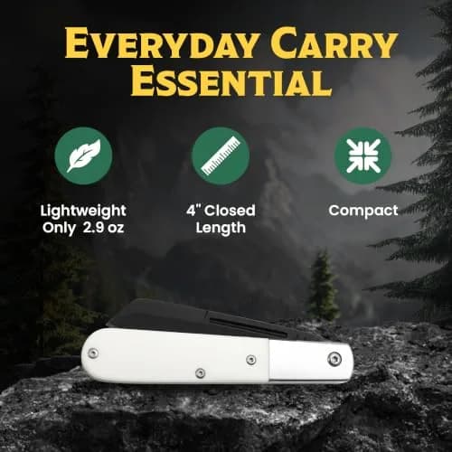 Bear & Son Modern White Smooth Bone Sheepfoot Barlow | 3 3/4" D2 Steel Blade, Lightweight & Slim Pocket Knife thumbnail 3