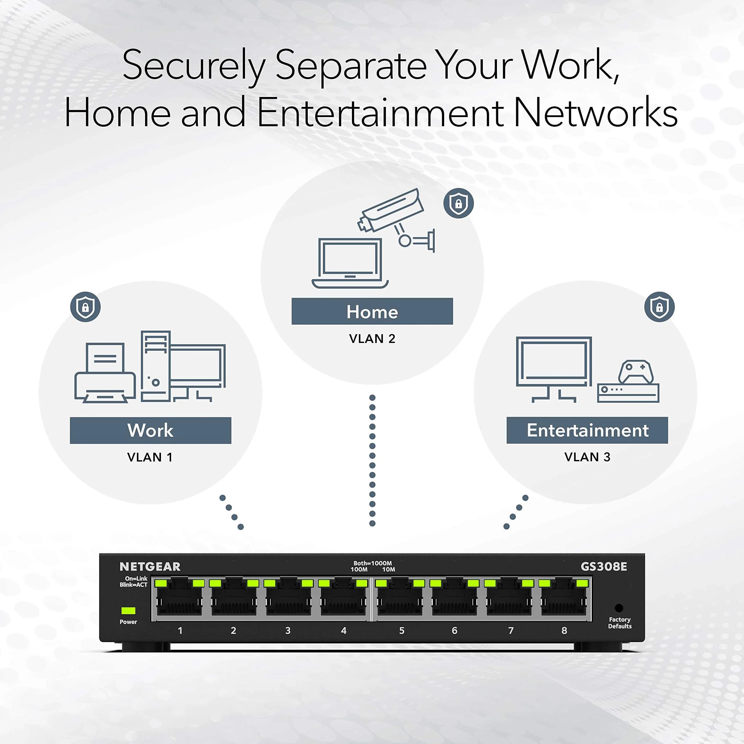 NETGEAR 8-Port Gigabit Ethernet Easy Smart Managed Network Switch (GS308E) | Reliable Network Backbone for Offices - view 5