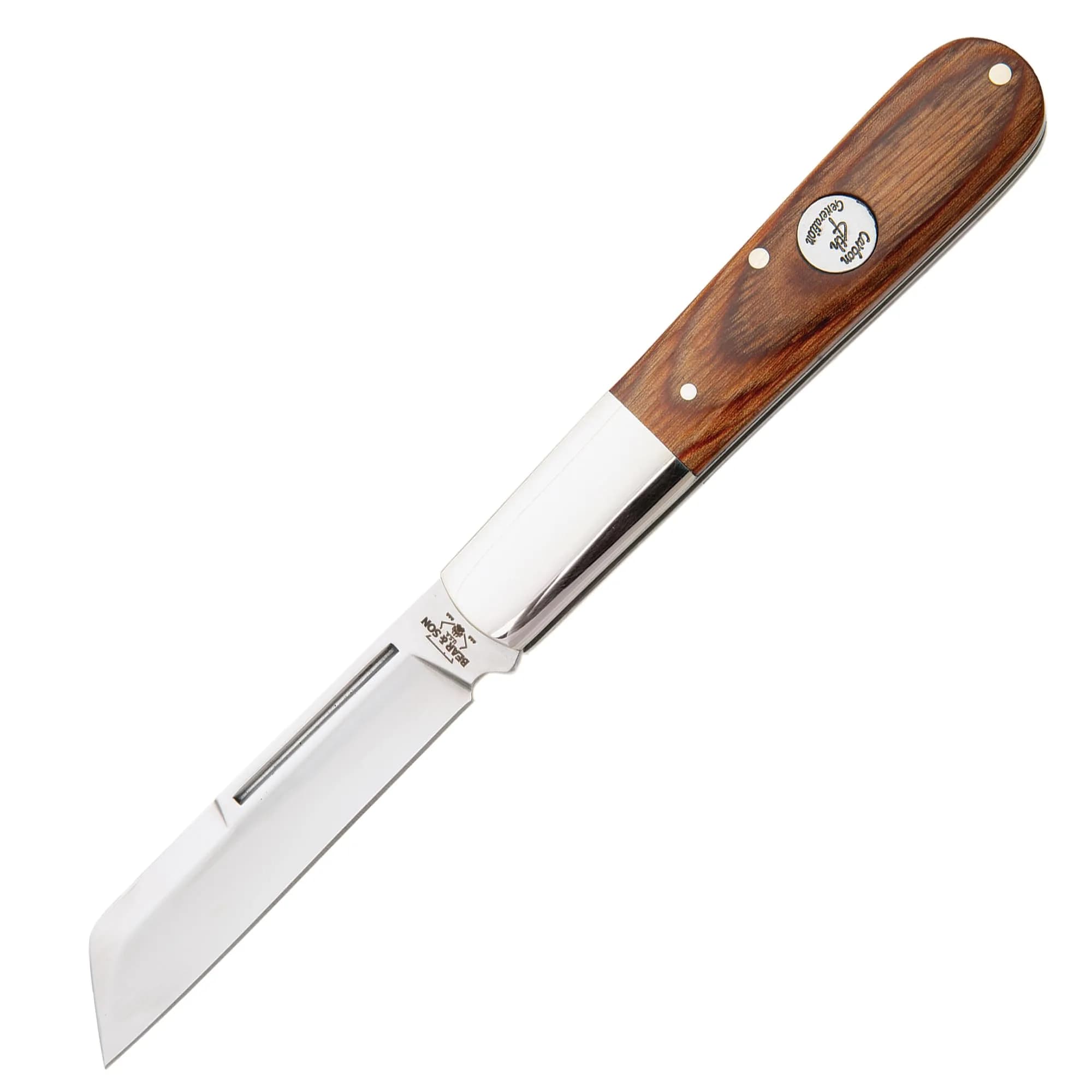 Bear & Son Modern White Smooth Bone Sheepfoot Barlow | 3 3/4" D2 Steel Blade, Lightweight & Slim Pocket Knife — Walnut