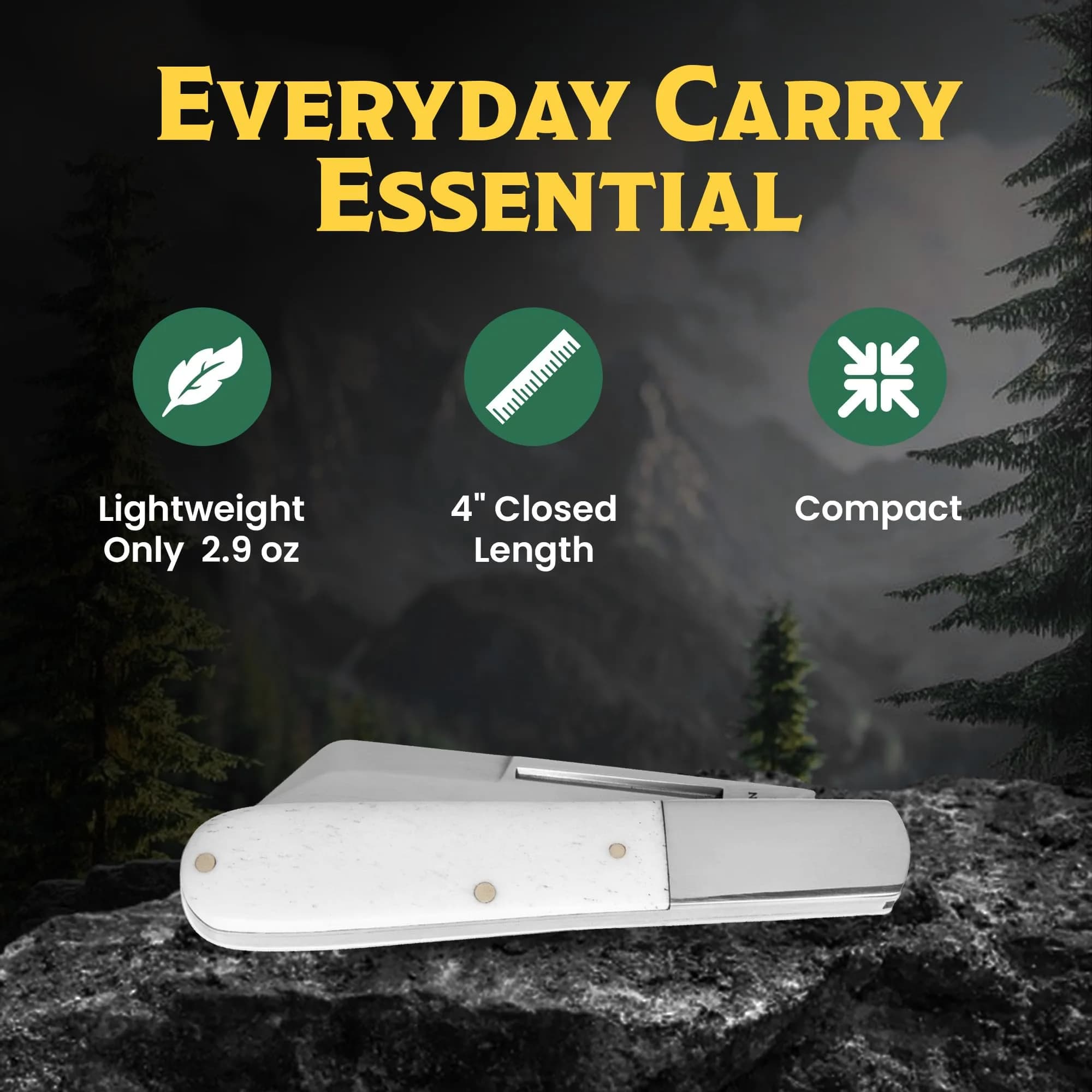 Bear & Son Barlow Pocket Knife 2-3/4" Sheepsfoot Blade | High Carbon Stainless Steel, White Bone Handle, Made in USA thumbnail 3