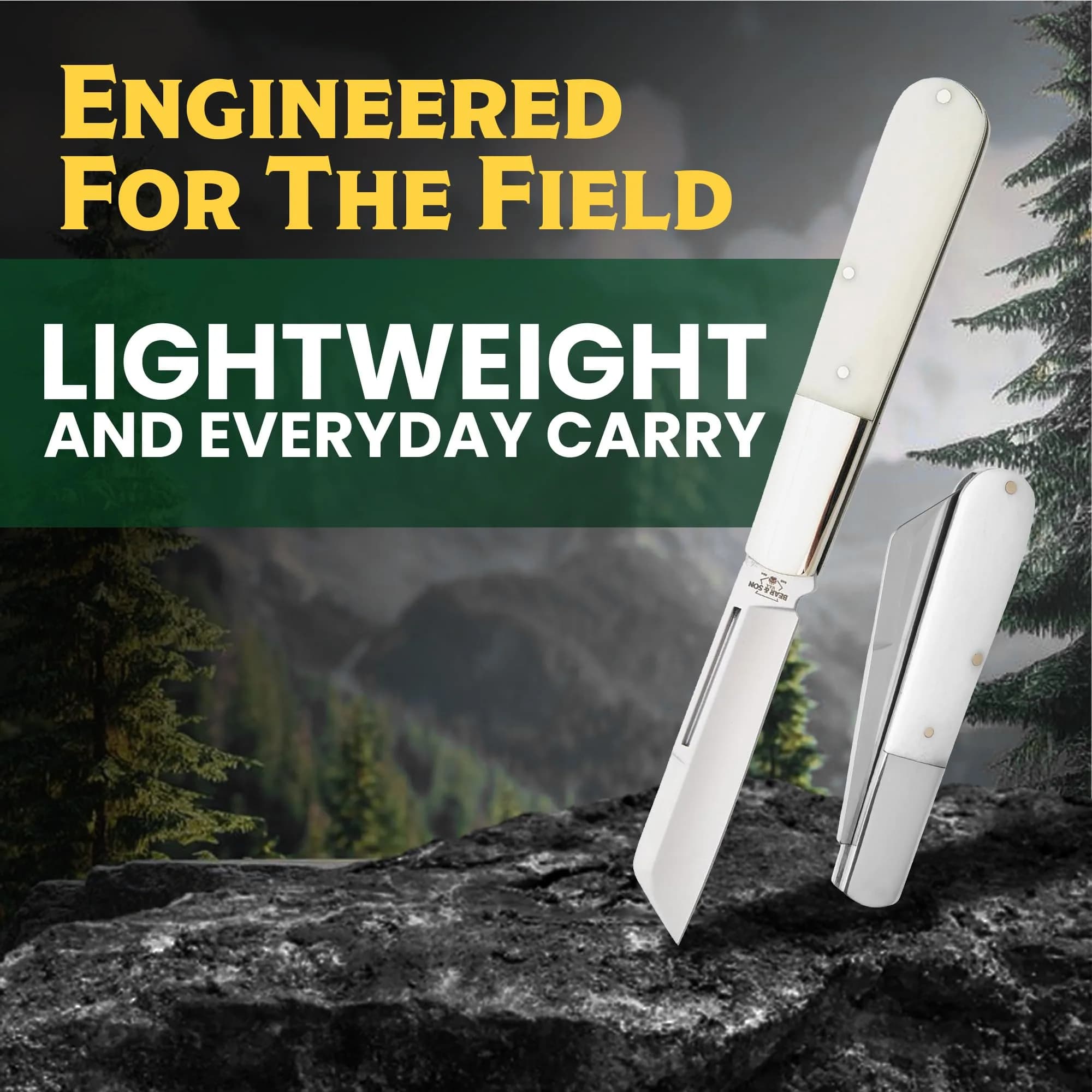 Bear & Son Barlow Pocket Knife 2-3/4" Sheepsfoot Blade | High Carbon Stainless Steel, White Bone Handle, Made in USA thumbnail 4