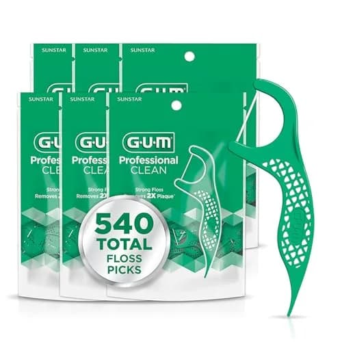 GUM Professional Clean Dental Floss Picks Fresh Mint 540 Count (6 x 90 Count) | Dermatologist Tested, Hypoallergenic thumbnail 1