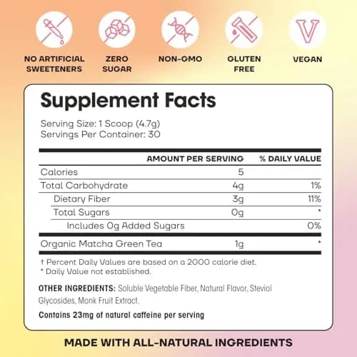 Fit & Lean Matcha Amore Iced Tea, Raspberry Flavor, 30 Servings | Organic, Vegan, Gluten-Free, Supports Gut & Focus thumbnail 4