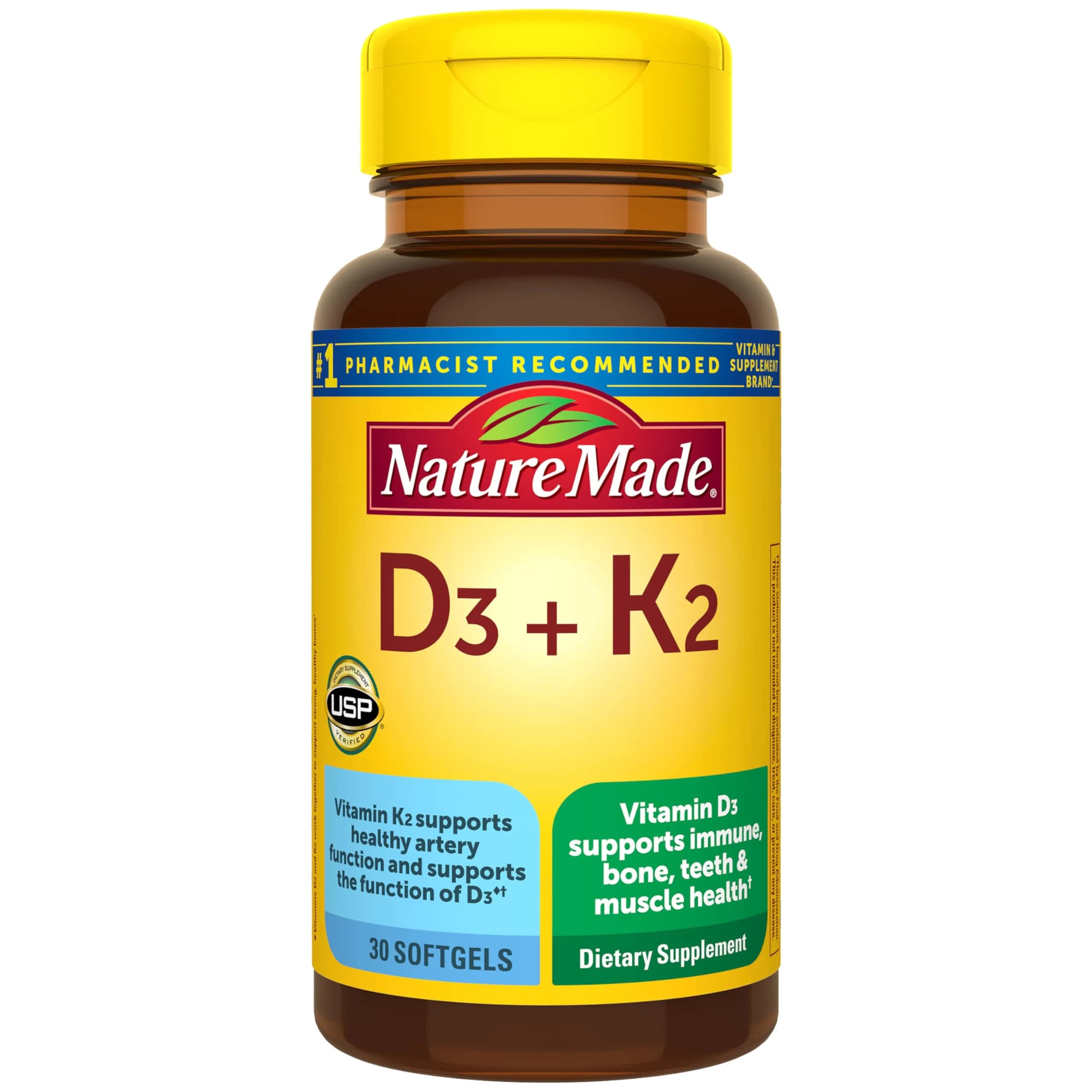 Nature Made Vitamin D3 K2 Softgels 5000 IU (125 mcg) | Bone, Teeth, Muscle & Immune Health Support - main product image
