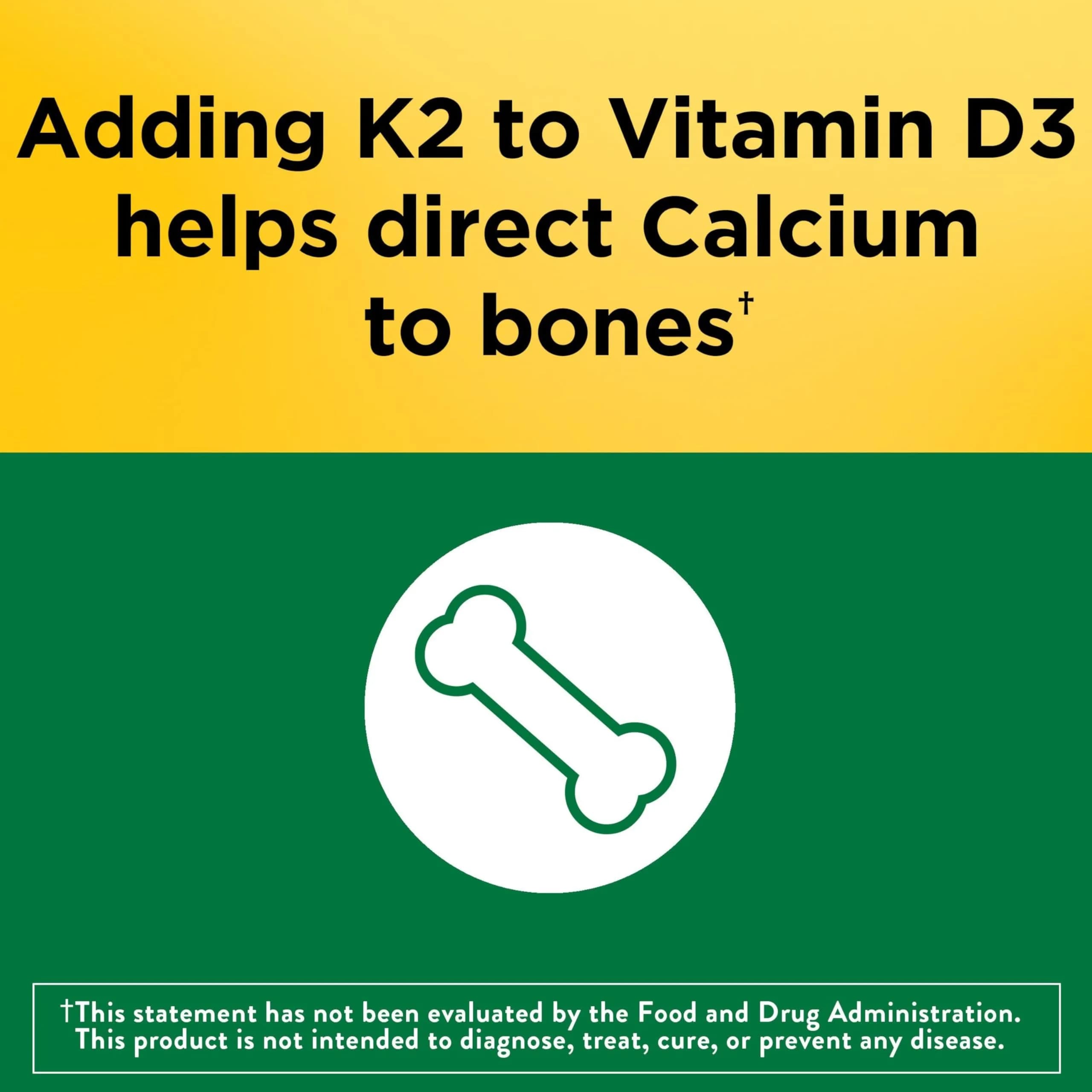 Nature Made Vitamin D3 K2 Softgels 5000 IU (125 mcg) | Bone, Teeth, Muscle & Immune Health Support - view 3