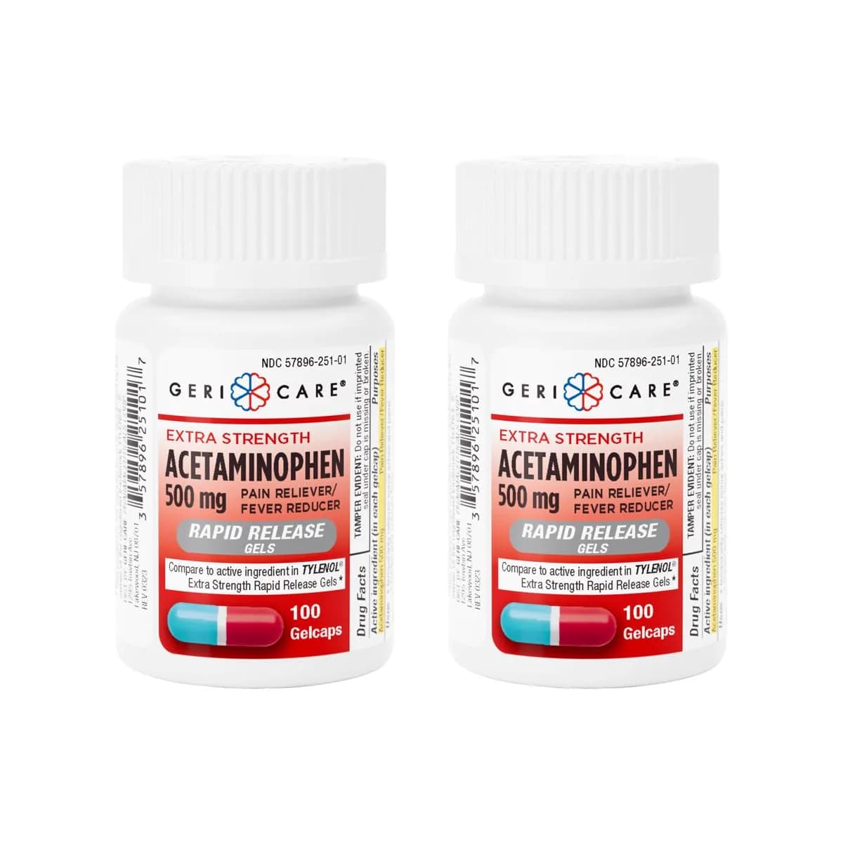 GeriCare Extra Strength Acetaminophen 500mg | Rapid Relief & Fever Reduction (70-120 chars) — Gelcaps