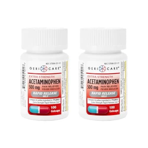 GeriCare Extra Strength Acetaminophen 500mg | Rapid Relief & Fever Reduction (70-120 chars) thumbnail 1