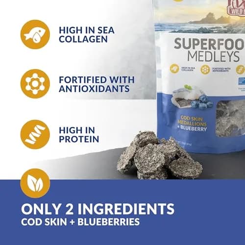 Wild Eats Cod Skins Dog Treats with Blueberry | Natural Superfood Snack for Dogs thumbnail 4