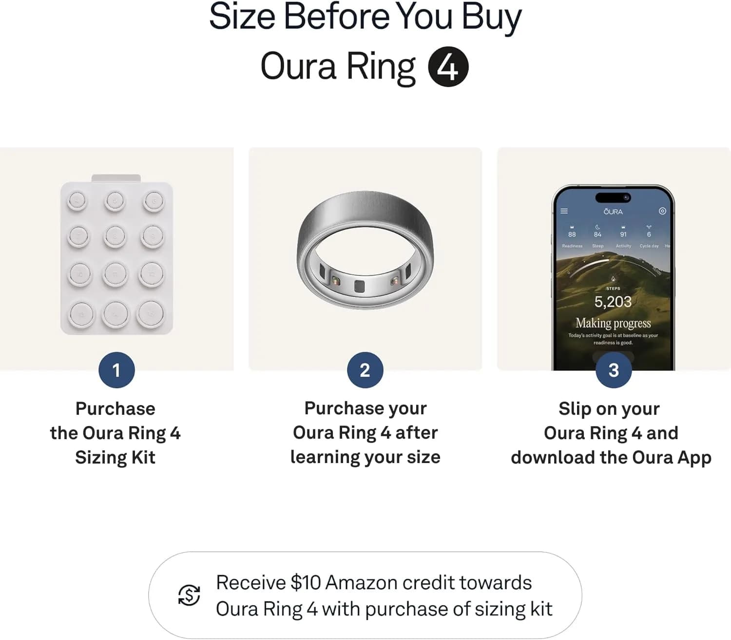 Oura Ring 4 Brushed Silver Smart Ring Size 6 | Advanced Health & Sleep Monitoring - view 3