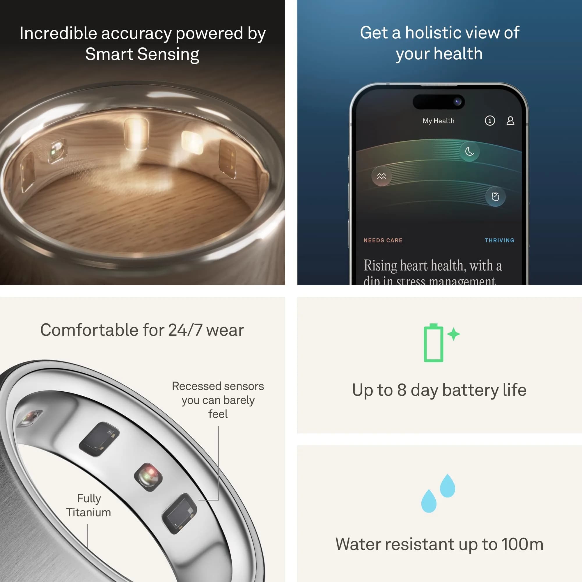 Oura Ring 4 Brushed Silver Smart Ring Size 6 | Advanced Health & Sleep Monitoring - view 4