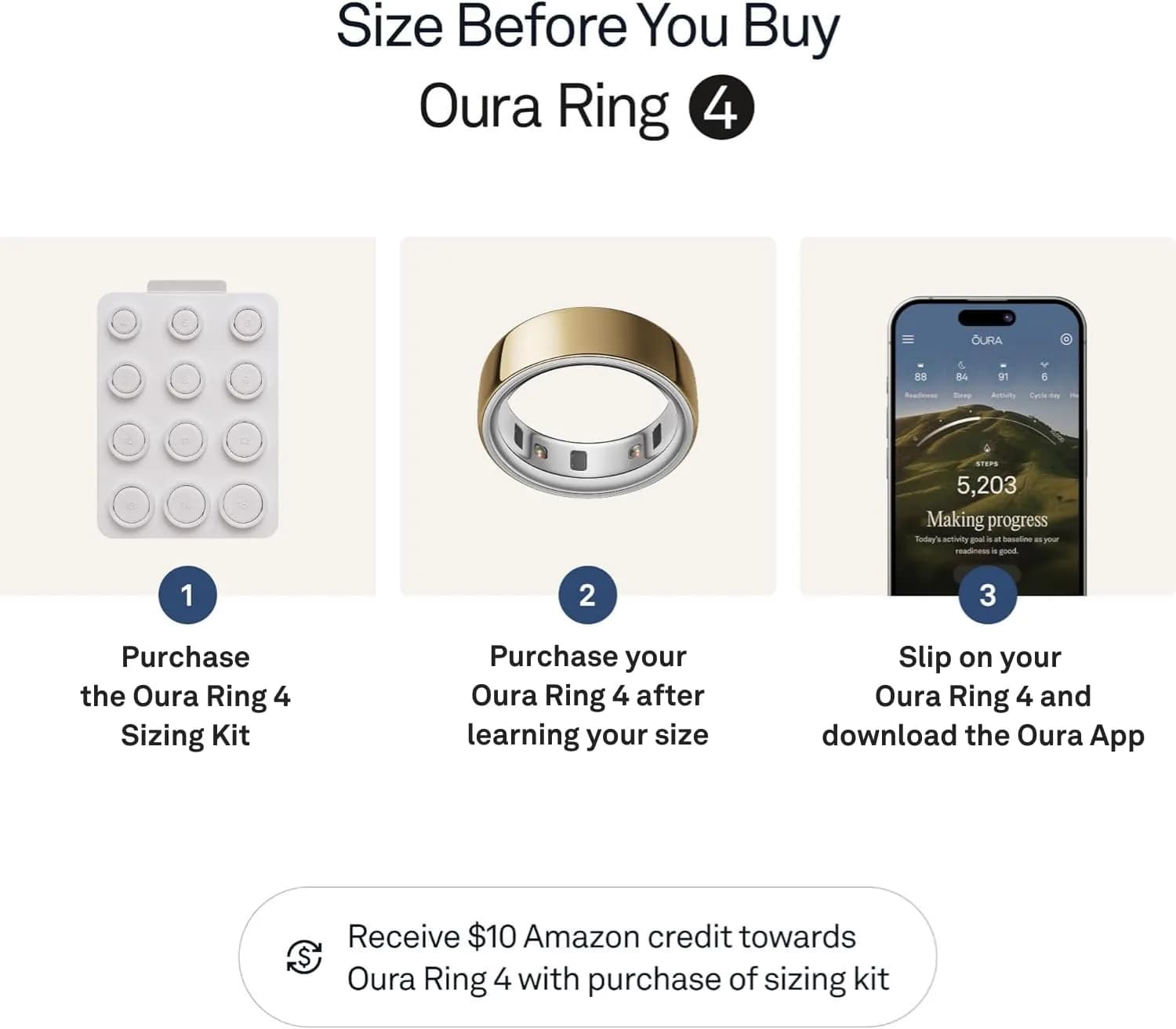 OURA Ring 4 Ceramic Metallic Gold Smart Ring | Sleep, Activity, Women’s Health Tracking | Size 13 - view 3