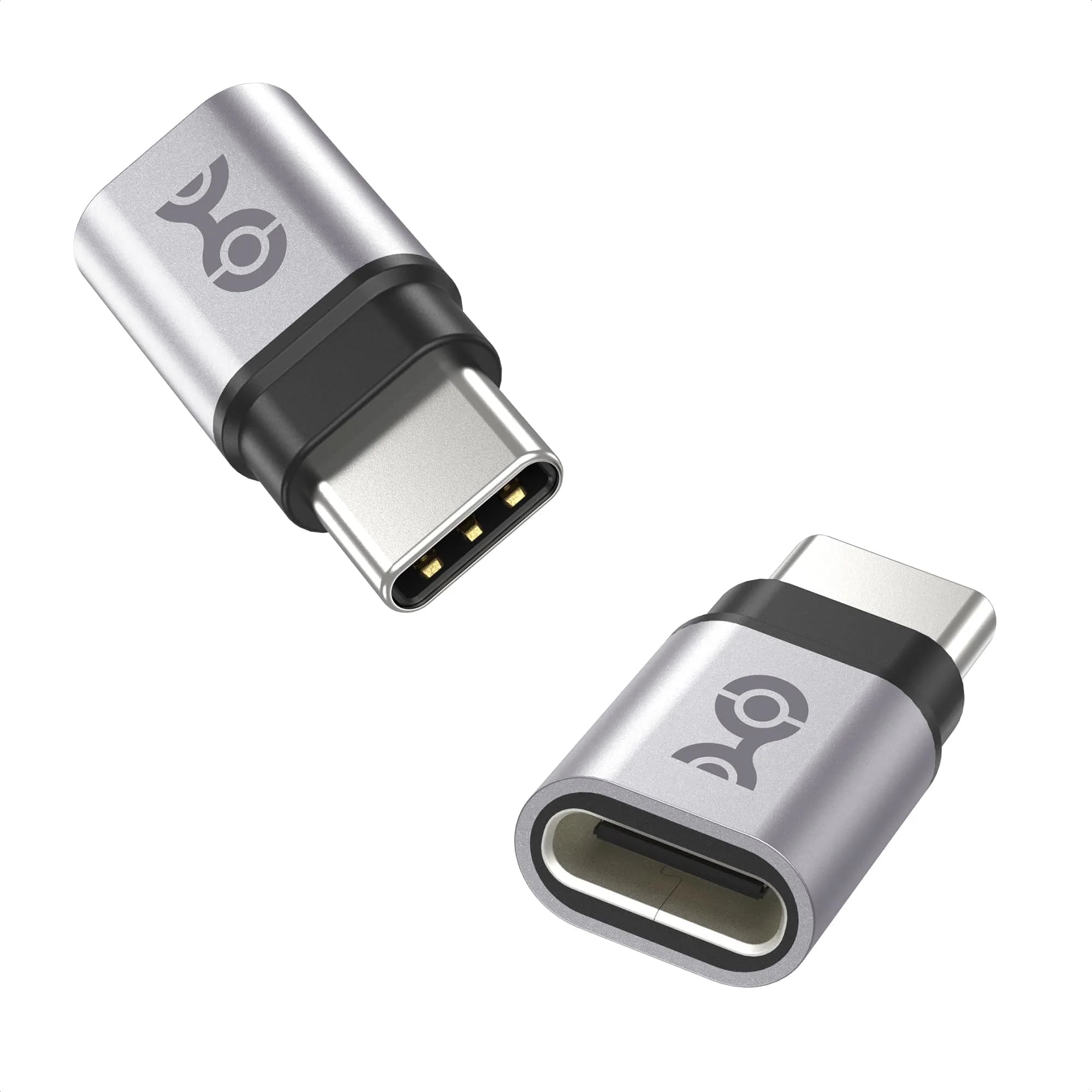 Cable Matters USB C Extender Adapter 2-Pack | 40Gbps Data, 240W PD, Compact Design — Silver