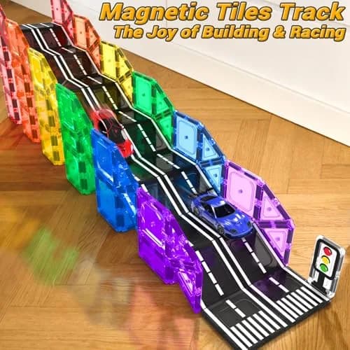 IGIVI 104 PCS Magnetic Tiles Road Set | STEM Magnetic Building Toys for 3+ Year Old Boys & Girls thumbnail 2