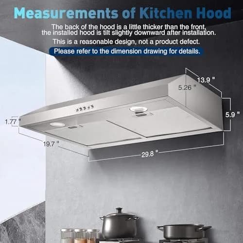 SNDOAS Under Cabinet Range Hood 76.2cm (30 inch) | 700 CFM Stainless Steel Kitchen Exhaust Hood with 3-Speed Fan & LED Lights thumbnail 6