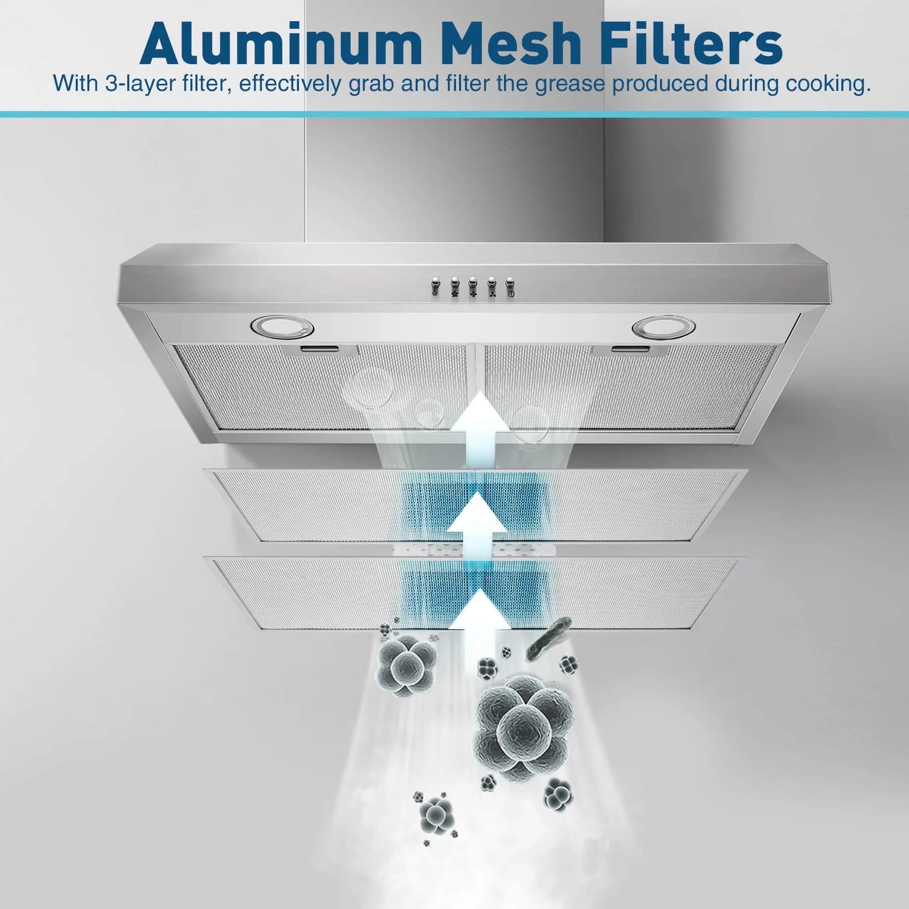 SNDOAS 30 Inch Under Cabinet Range Hood - Silver | 700 CFM Baffle Filter | 220V Compatible - view 4